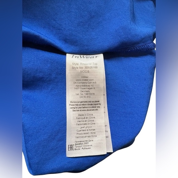 Inwear Copenhagen Rindai Blue V-Neck Blouse, US Size 18 - Picture 11 of 13